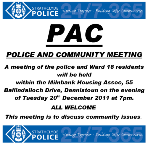 Police in Dennistoun - Community Meeting: 20th December 2011