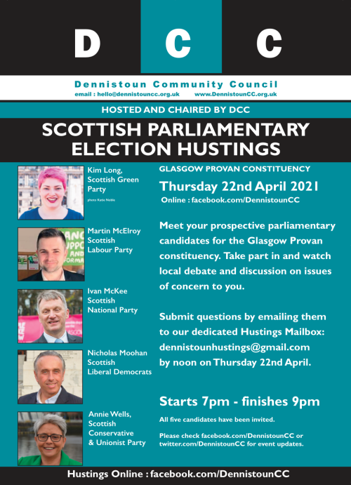 Dennistoun Community Council - 2021 Scottish Parliamentary Election Hustings - Glasgow Provan Constituency