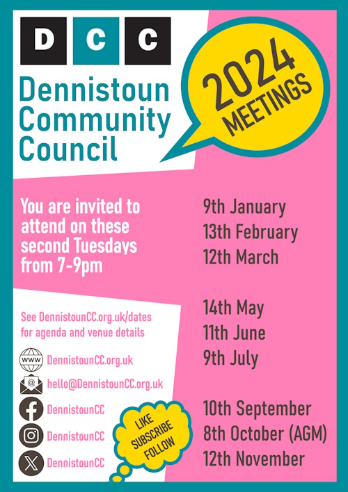 Dennistoun Community Council 2024 Meetings Poster