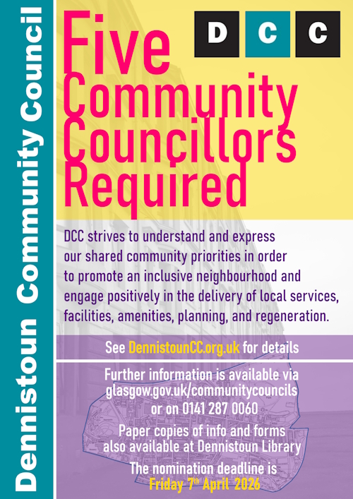 Dennistoun Community Council Interim Election March 2026 Poster